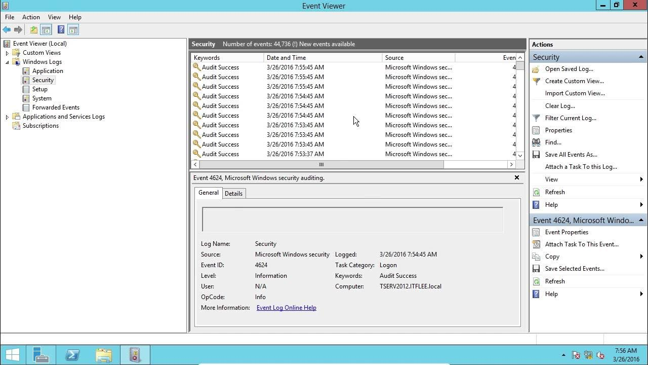 Original Windows Event Viewer