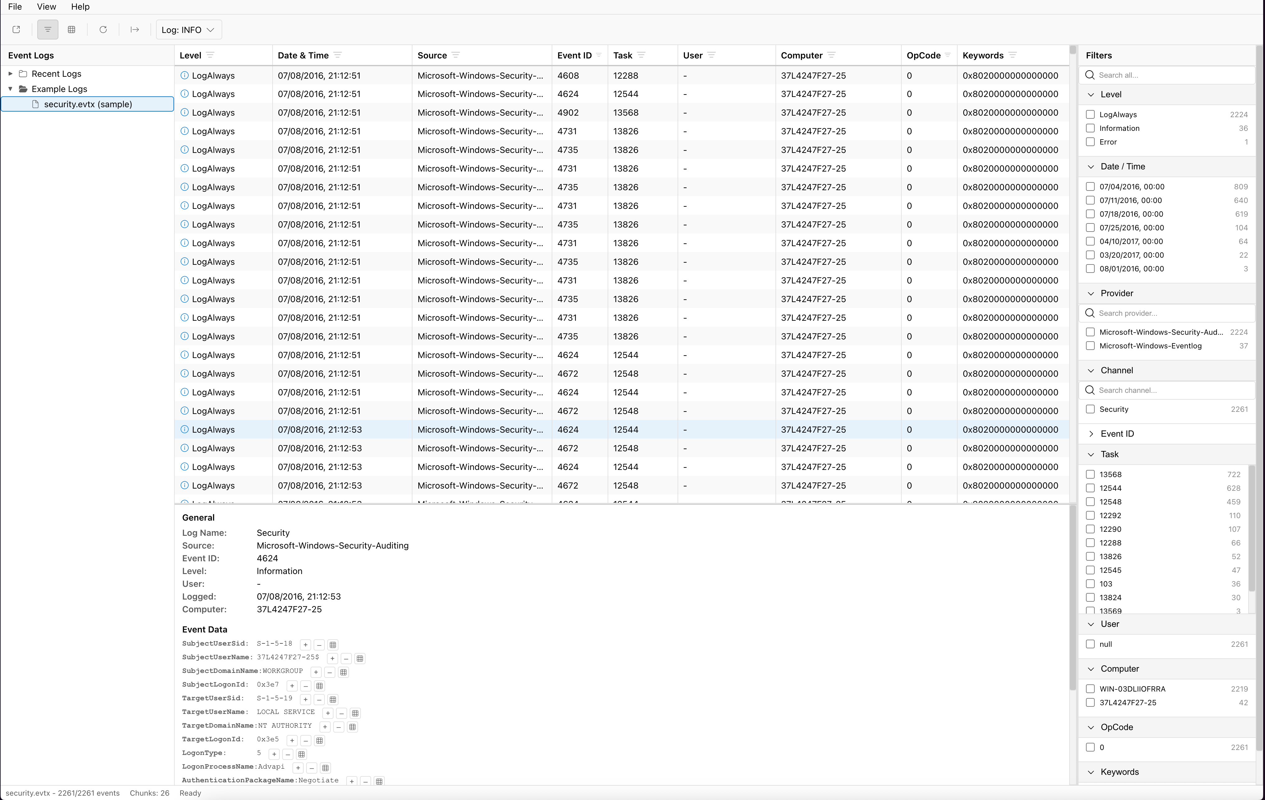 React clone of the Event Viewer